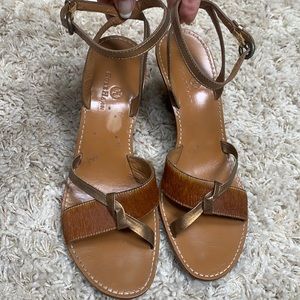 Cole Haan Strappy Wedge Cow-hair Brown size 10B